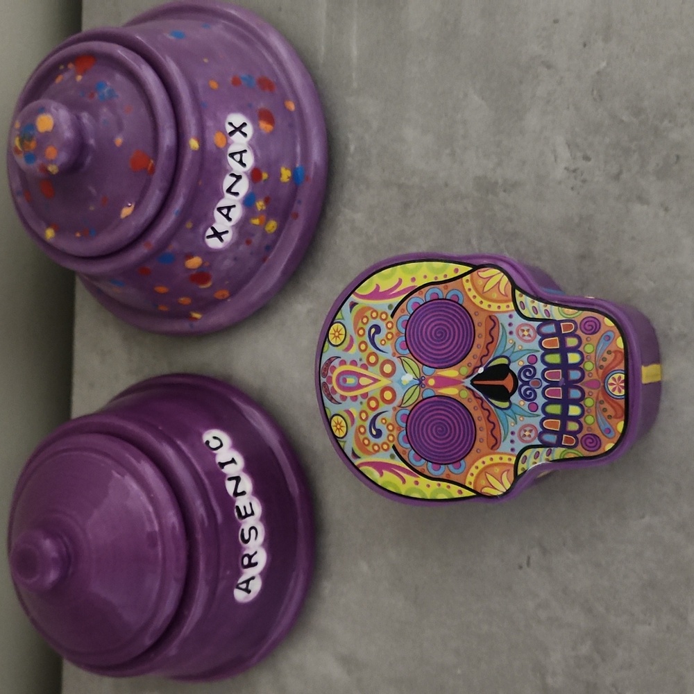 Stash Jars Sugar Skull Trinket Holder Funny Xanax Arsenic Glass Jars With Lids
